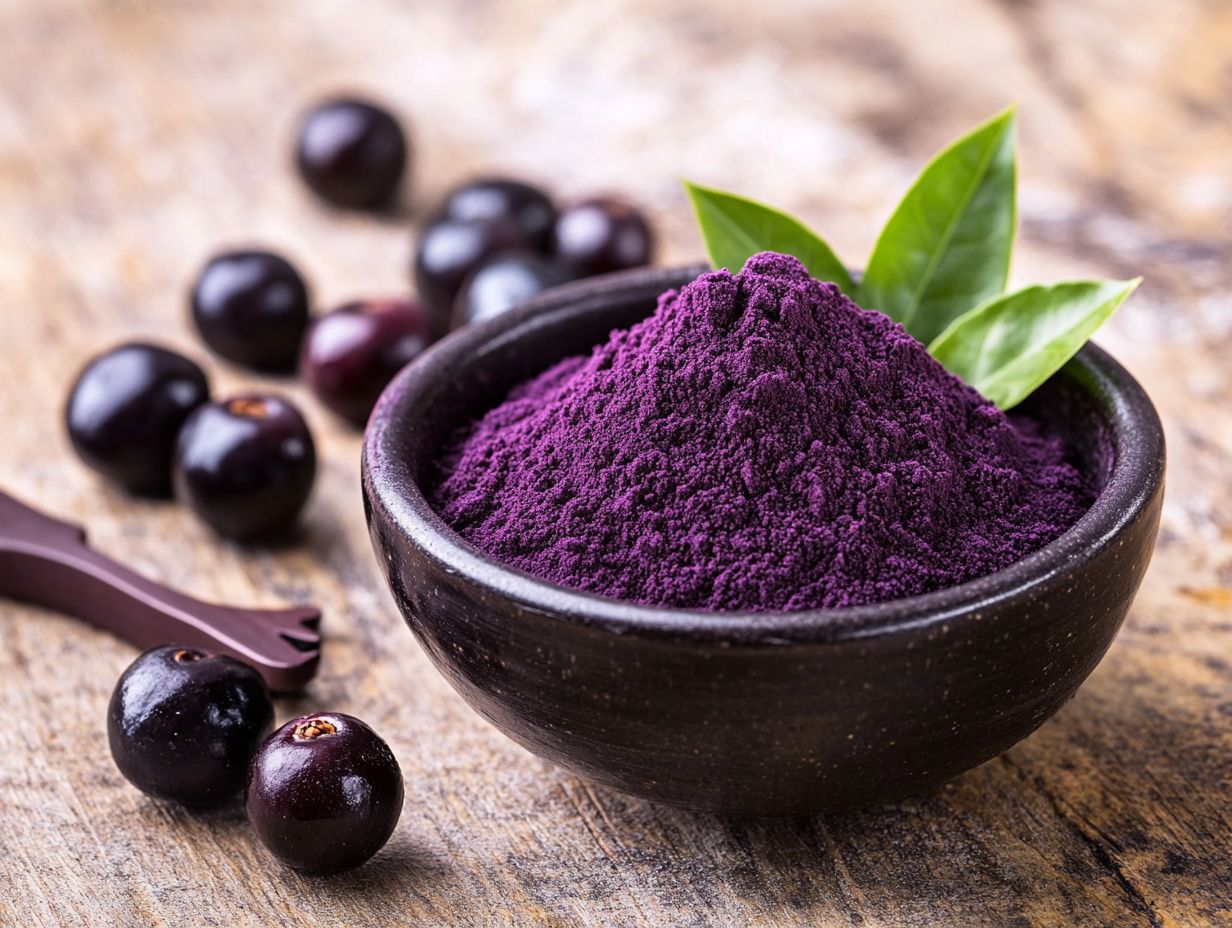 Eine Darstellung von Acai-Pulver als Superfood für Gesundheit und Vitalität.