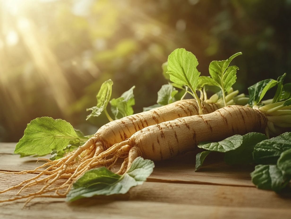 Illustration der adaptogenen Eigenschaften von koreanischem Panax Ginseng für die Unterstützung der Gesundheit.